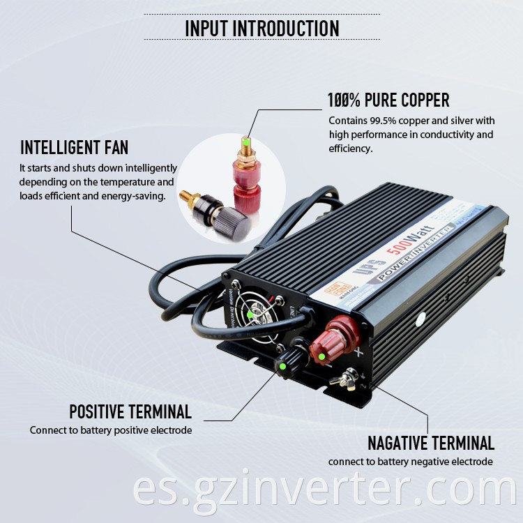 500W Mini Inverter de potencia de automóvil con inversor de onda sinusoidal de modificación incorporado 12-220V 50Hz para computadora LED móvil